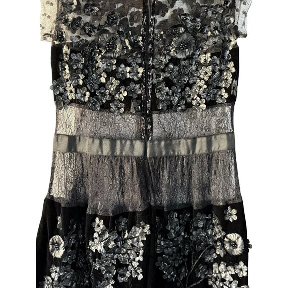 Amen Couture Black Leather Appliqué Sheer Mini Dress Sample Size 40 US 4 - Picture 12 of 16
